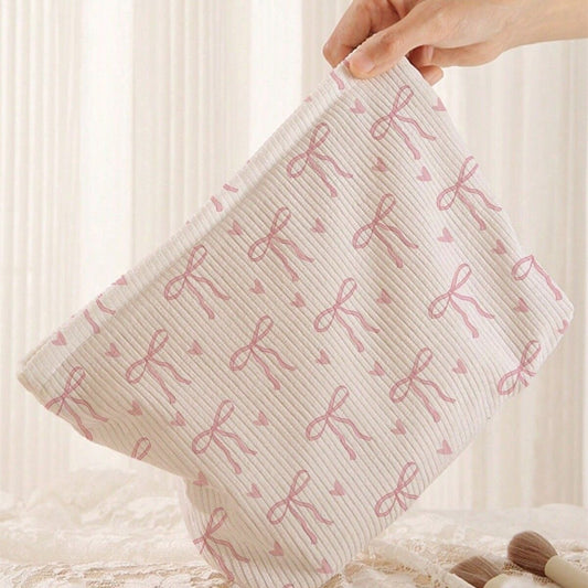 LoveBow Corduroy Zipper Makeup Pouch
