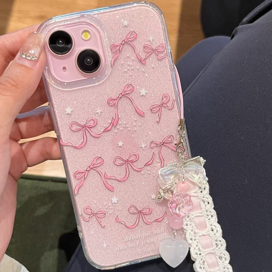 GlitterLove Clear Bow Phone Case