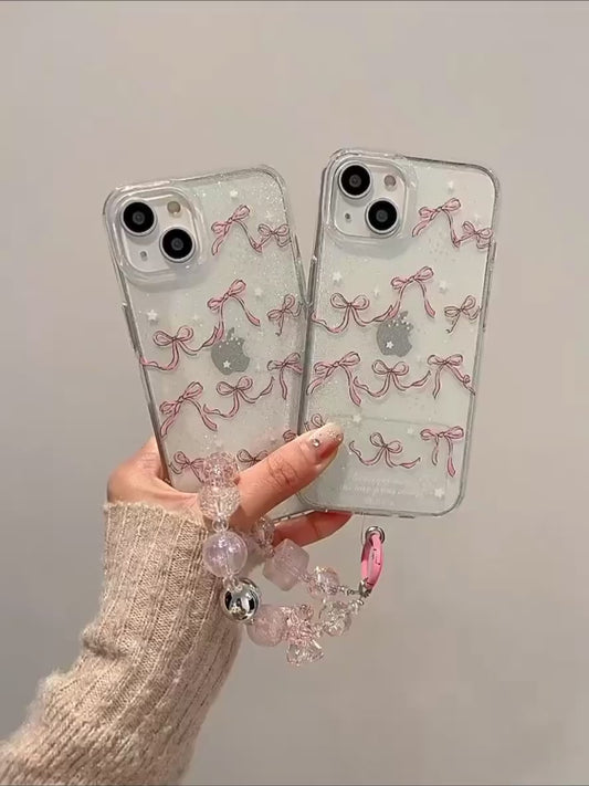 GlitterLove Clear Bow Phone Case